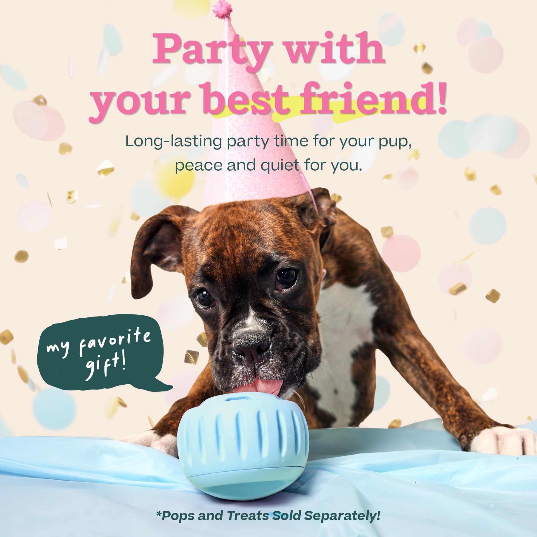 WOOF Party Pupsicle en acción para llenado fácil y juego prolongado.