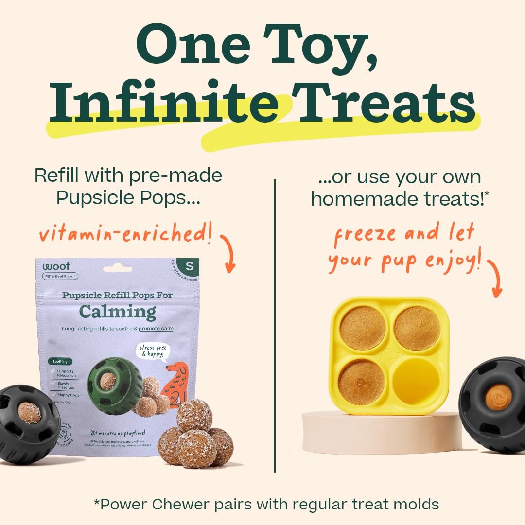 Power Chewer Pupsicle de WOOF, diseño seguro para perros con mordidas fuertes.