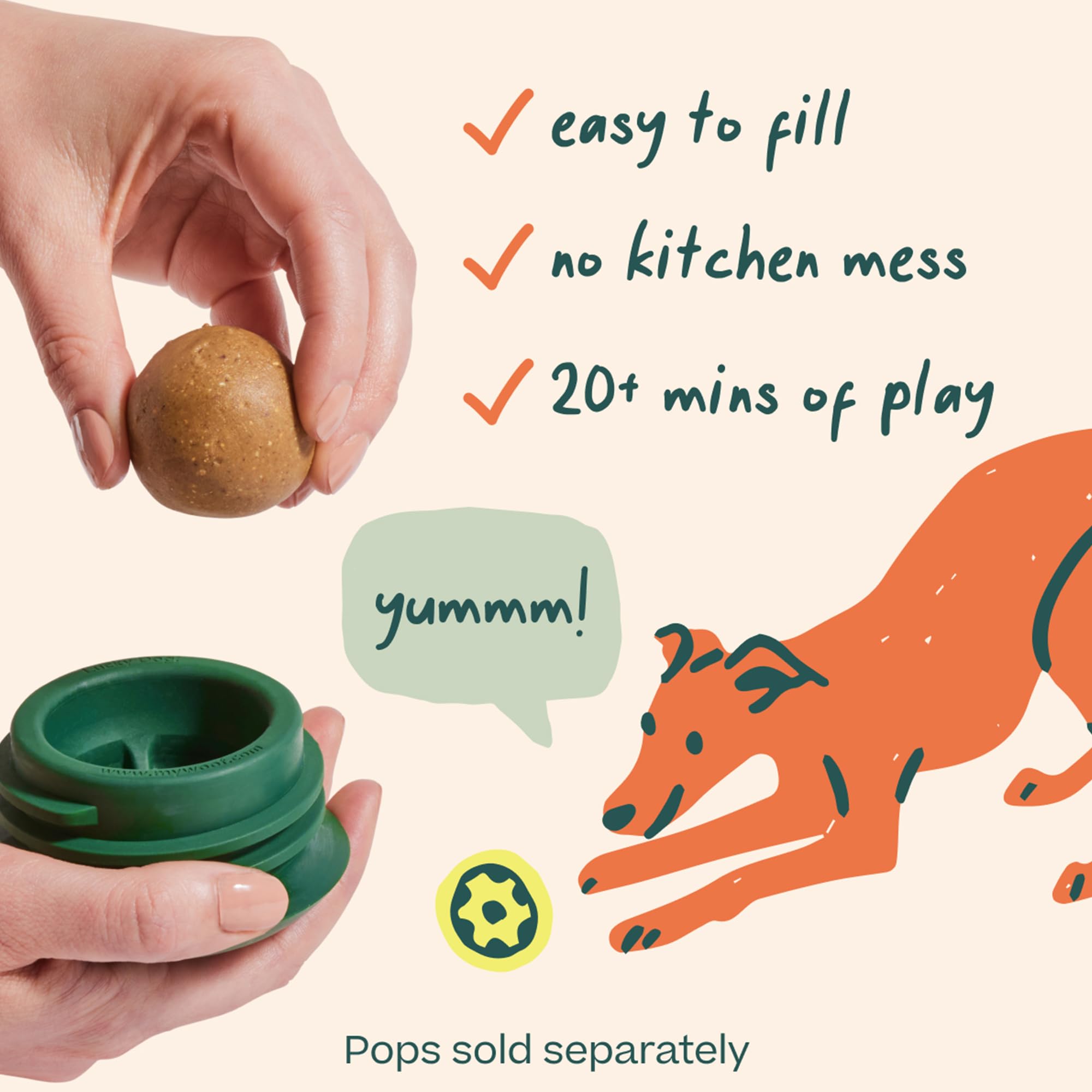 WOOF Pupsicle, dispensador de premios interior para mantener al perro ocupado.