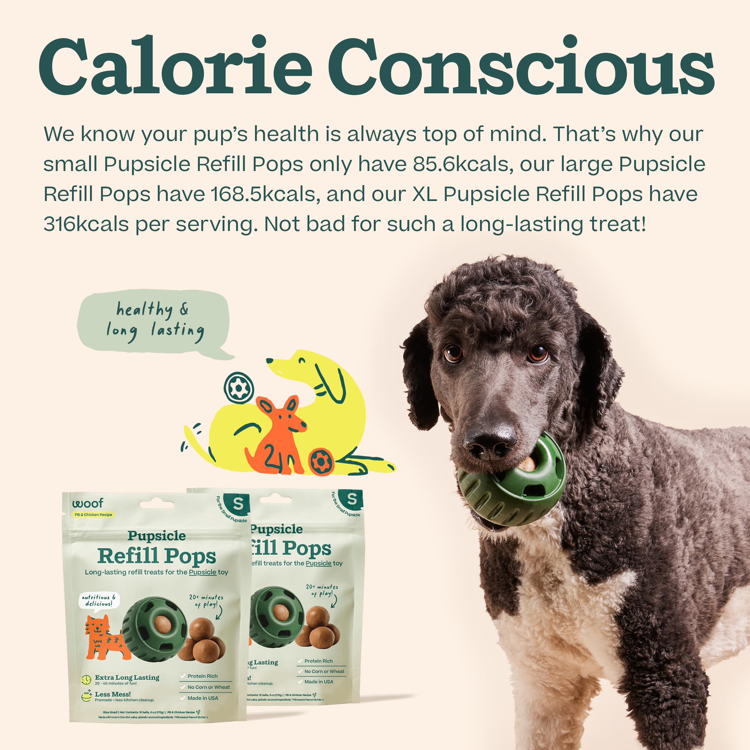 WOOF Pupsicle hecho en EEUU: producto seguro y confiable para tus paseos.