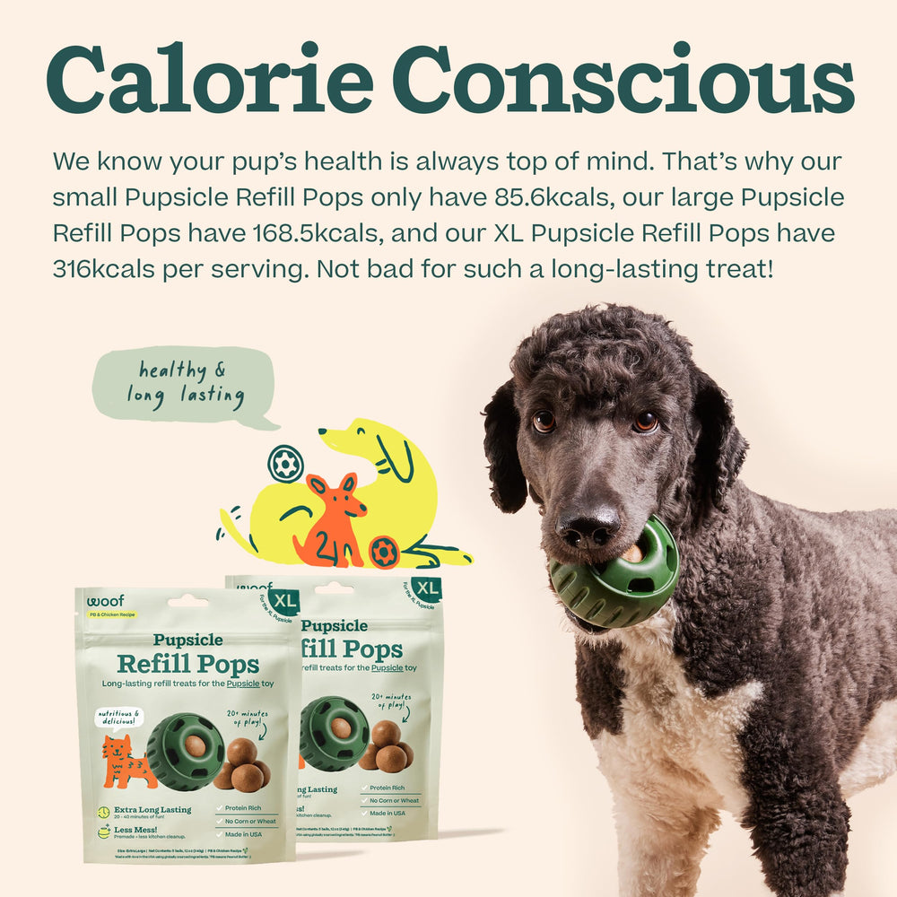 WOOF Pupsicle ingredientes de calidad para perros activos.