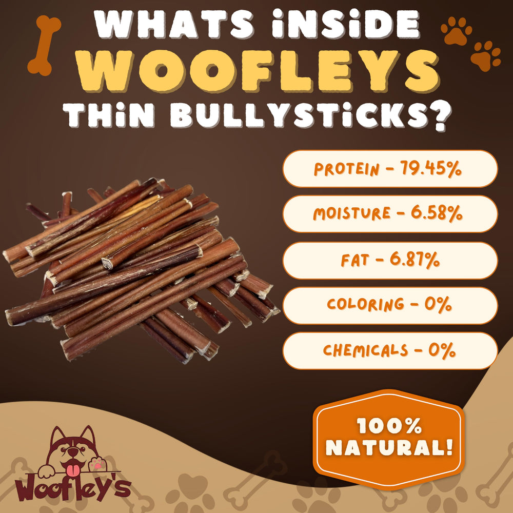Estimula encías y dientes con Woofley's Bully Sticks para perros pequeños.