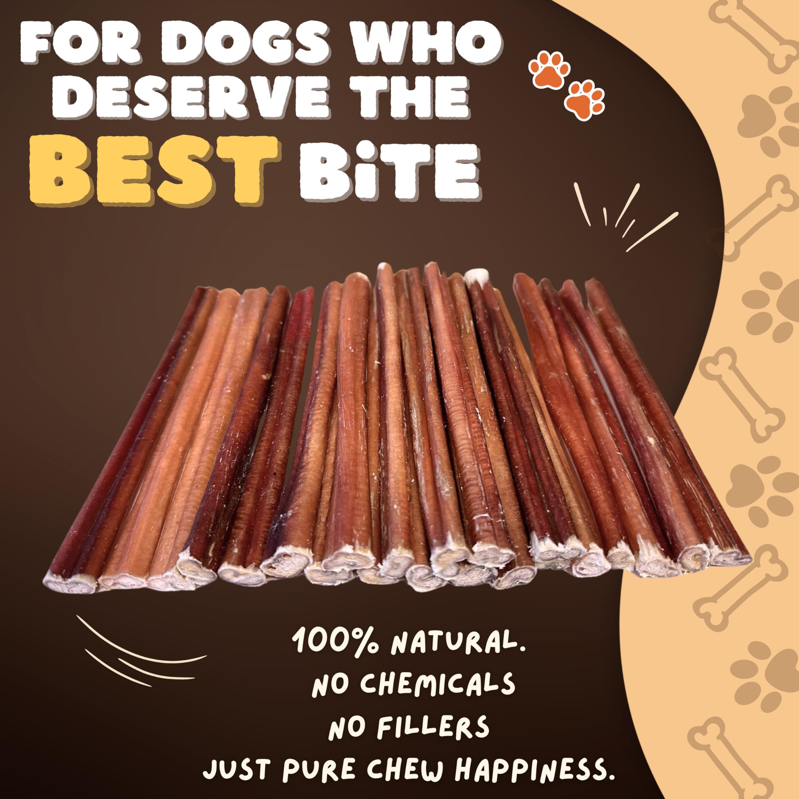Textura natural de Woofley's Bully Sticks para masticación consciente.
