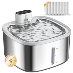 Woqucute bebeder o gato acero inoxidable 3,5l para hidratación higiénica diaria.