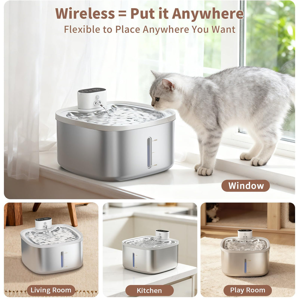 Capacidad de 3,5l de Woqucute garantiza hidratación continua para varias mascotas.