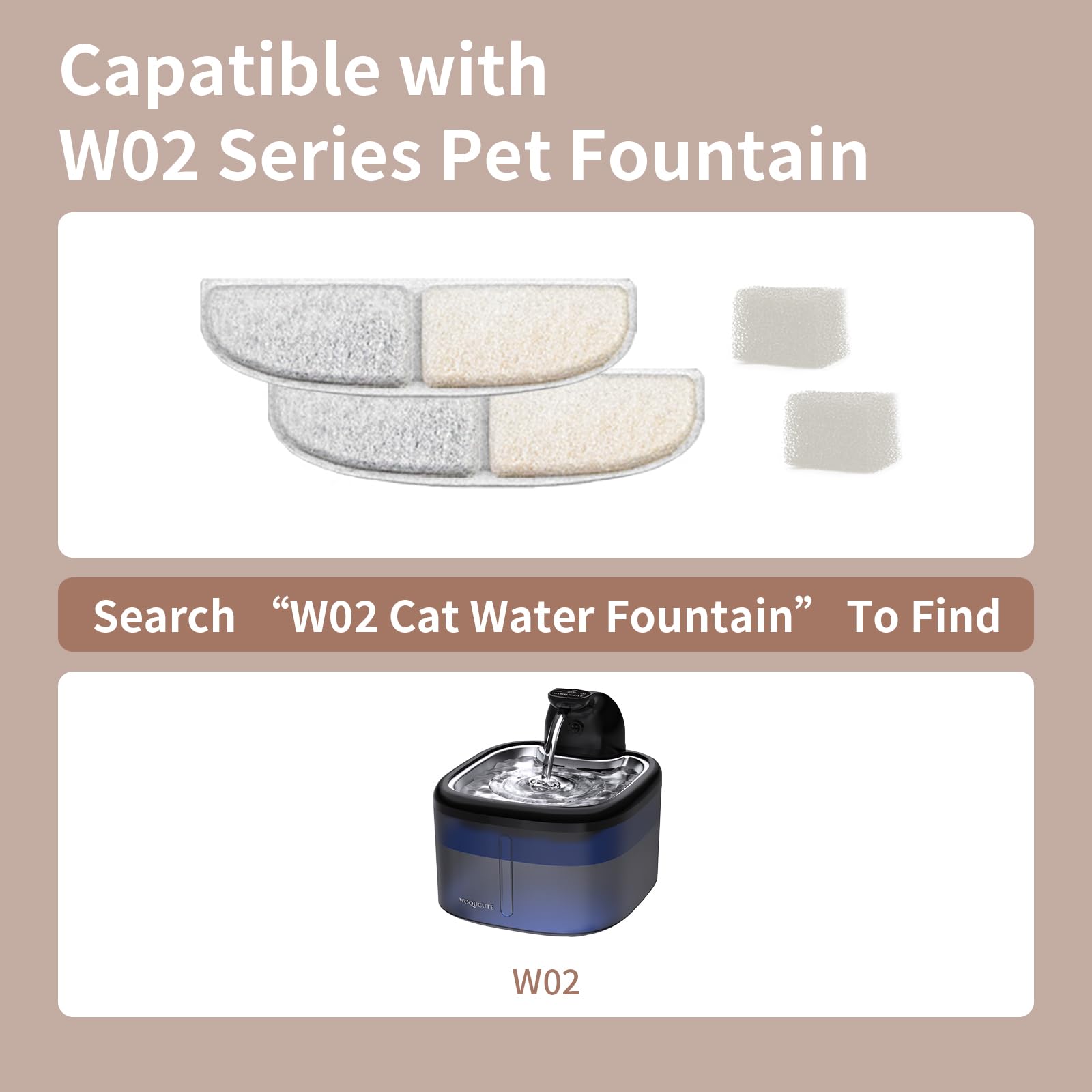 Woqucute paquete 8 filtros W02, reemplazo sencillo para mantener el flujo