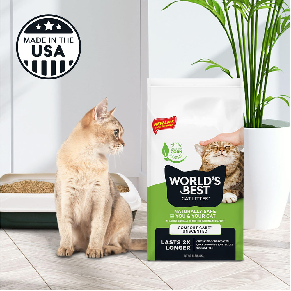 World's Best Cat Litter Comfort Care polvo 99% cero polvo.