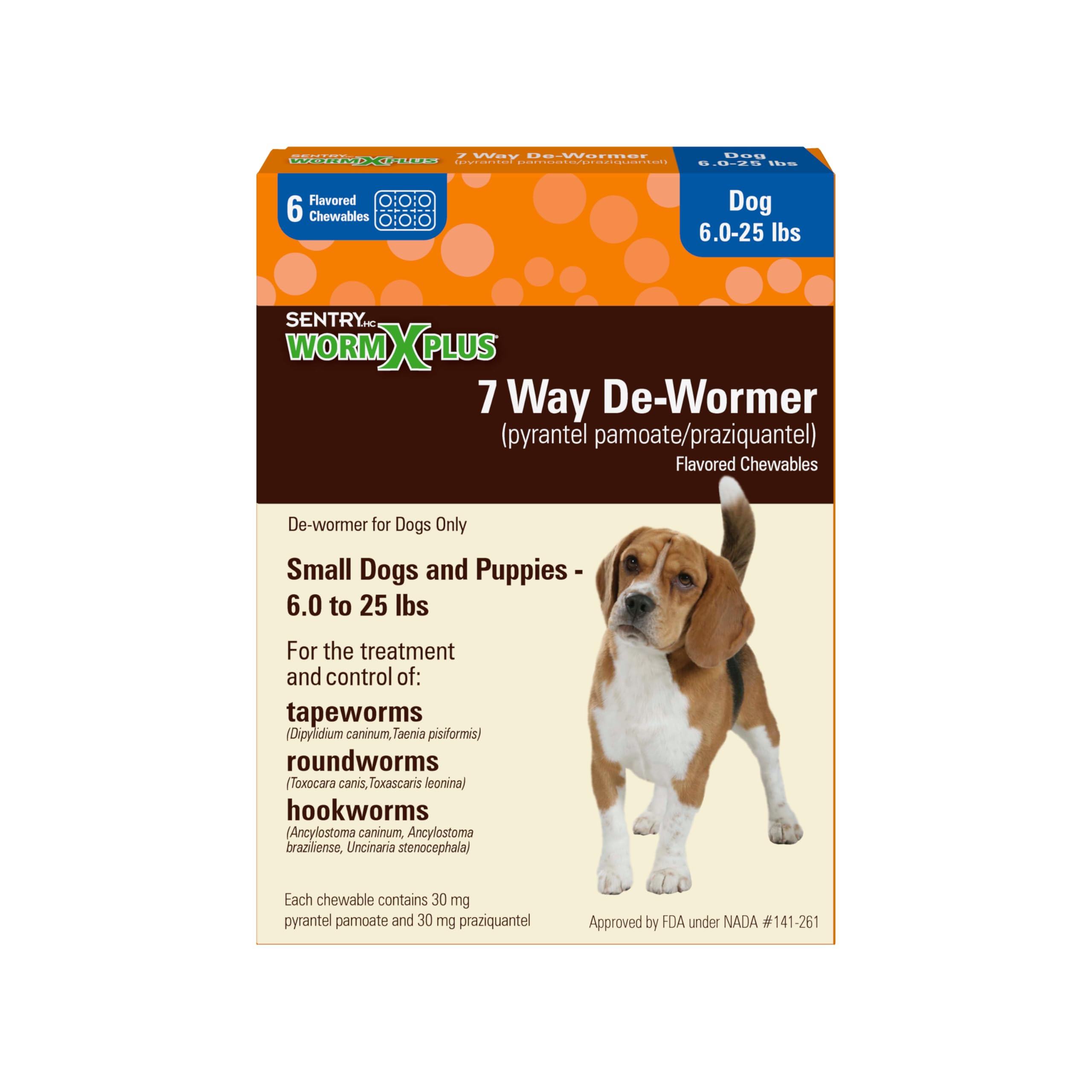 WORM X PLUS tabletas masticables para perros de 6 a 25 libras, administración sencilla