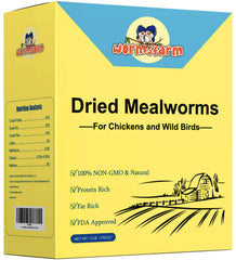 Gusanos de harina WormsFarm deshidratados en envase para aves