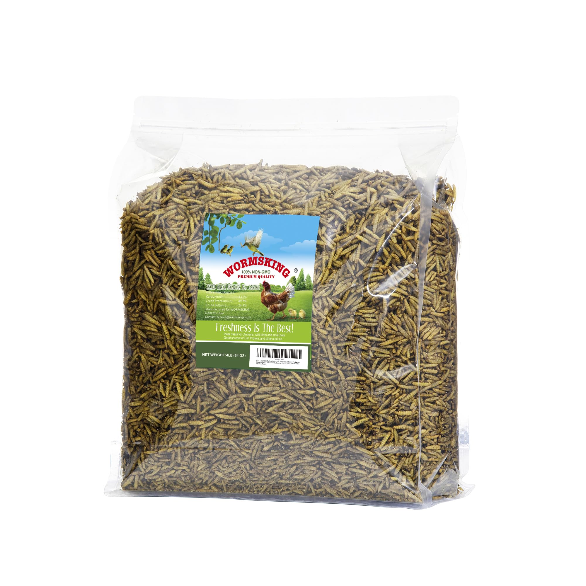WORMSKING larvas mosca soldado negra secas, fuente de proteína para aves