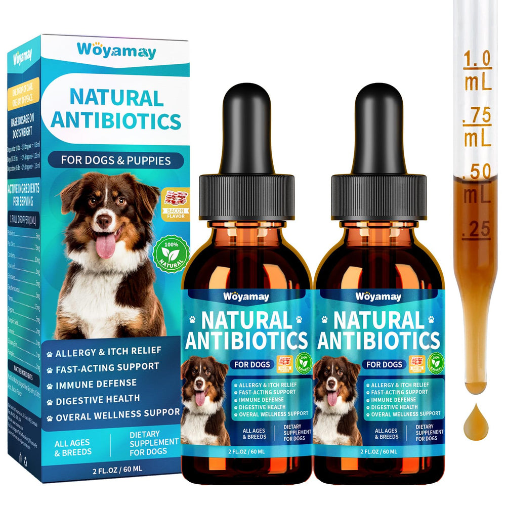 Woyamay antibióticos para perros: doble pack de envases, alivio de alergias.
