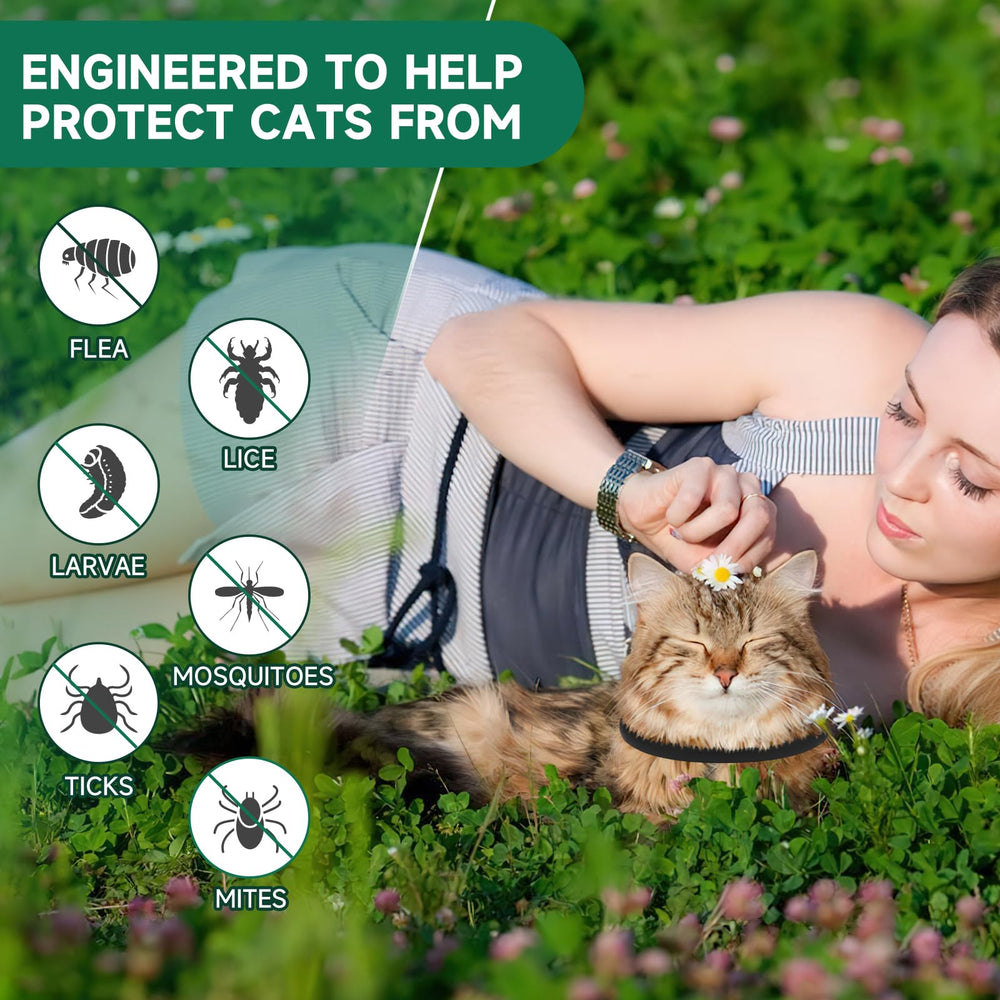Collar antipulgas Woyamay para gatos, resistente al agua, ideal para actividades al aire libre.
