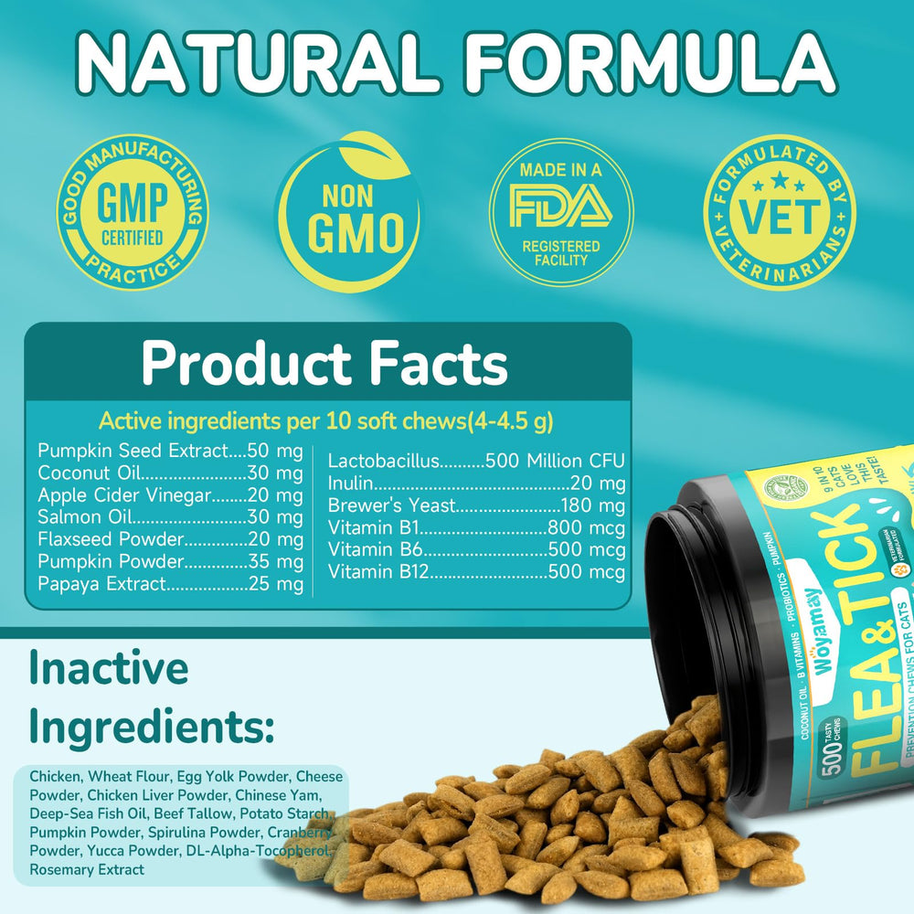 Woyamay Gatos 4-en-1 aceite de salmón, soporte omega-3 para piel