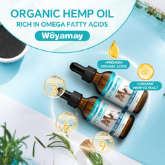 Mascota relajada usando aceite de cáñamo de Woyamay.