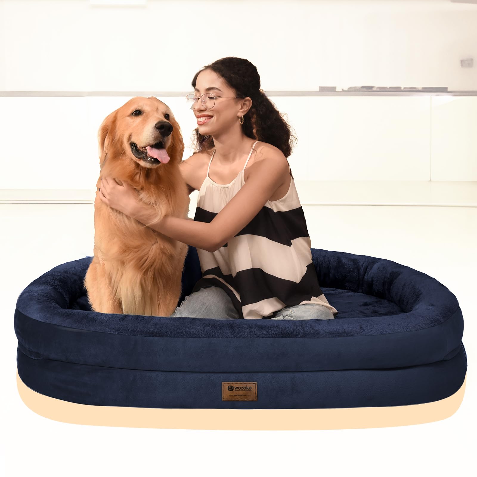 WOZOKE dimensiones-cama-perro-mediana-grande adecuada para perros de gran tamaño.