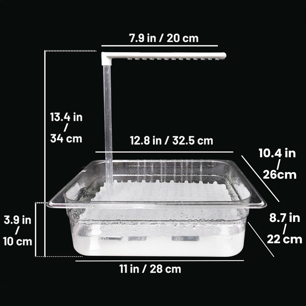 Dimensiones de 12.8 x 11 x 13.4 pulgadas para espacio cómodo.