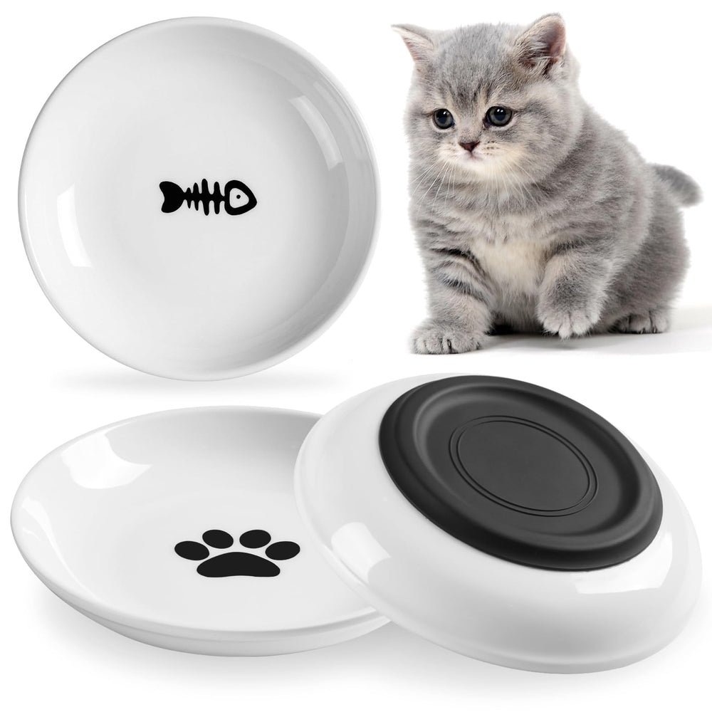 Plato de cerámica WROSWT para comida de gato, estable y silencioso.