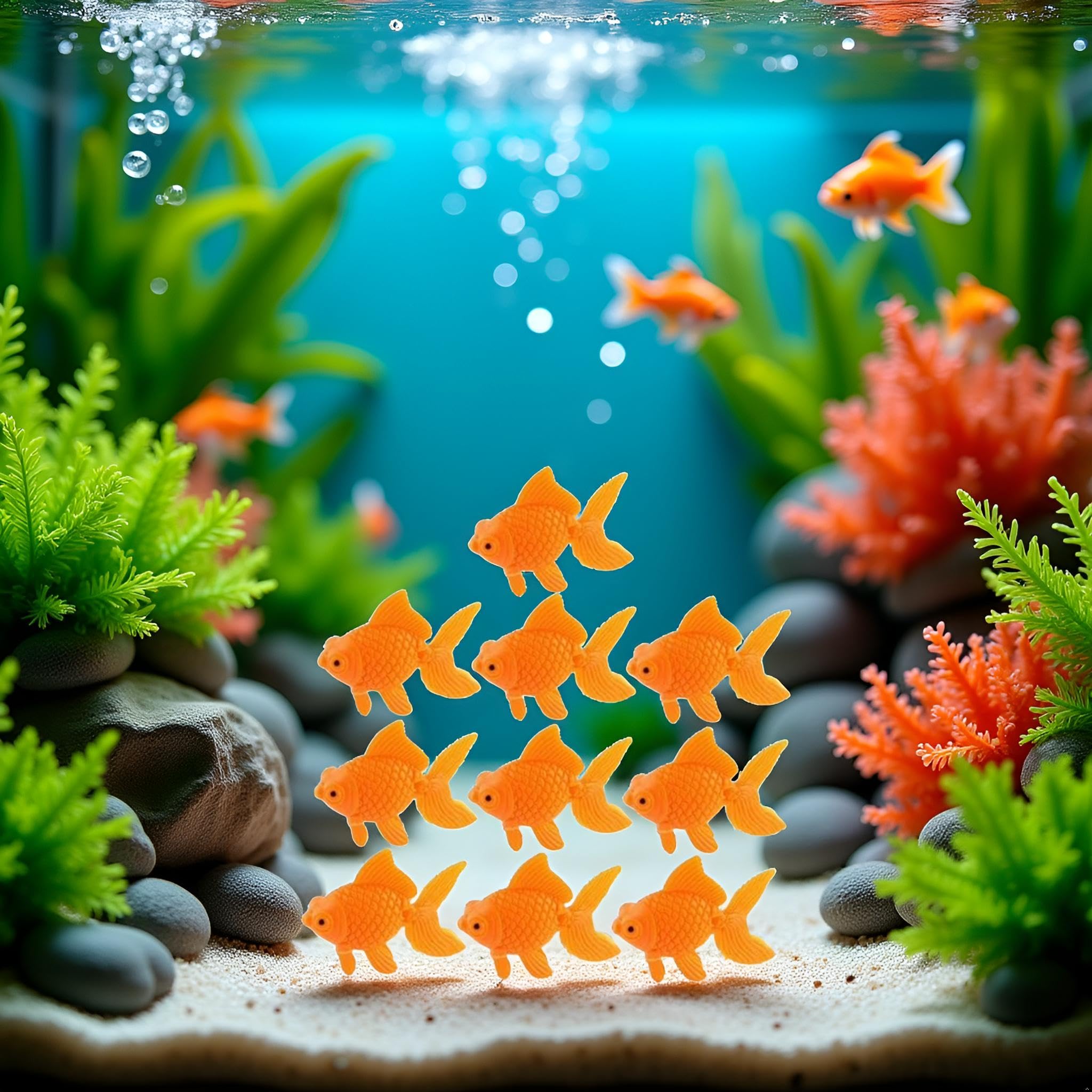WsjiaboFux pecera decorativa naranja flotante, añade movimiento