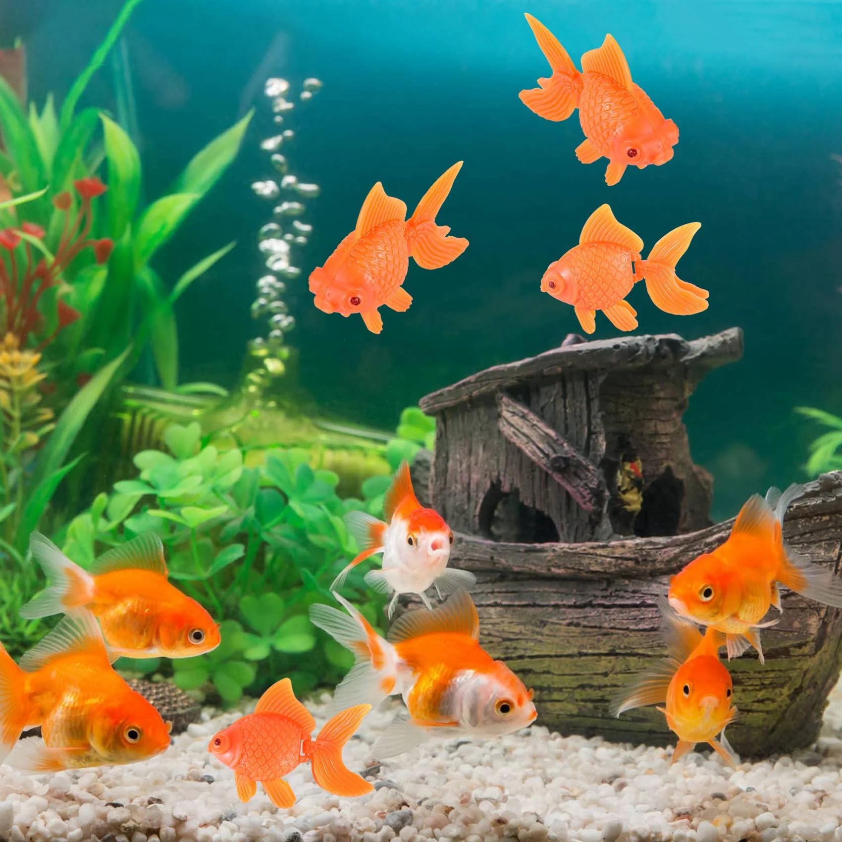 WsjiaboFux ornamentación flotante naranja para acuario, realista