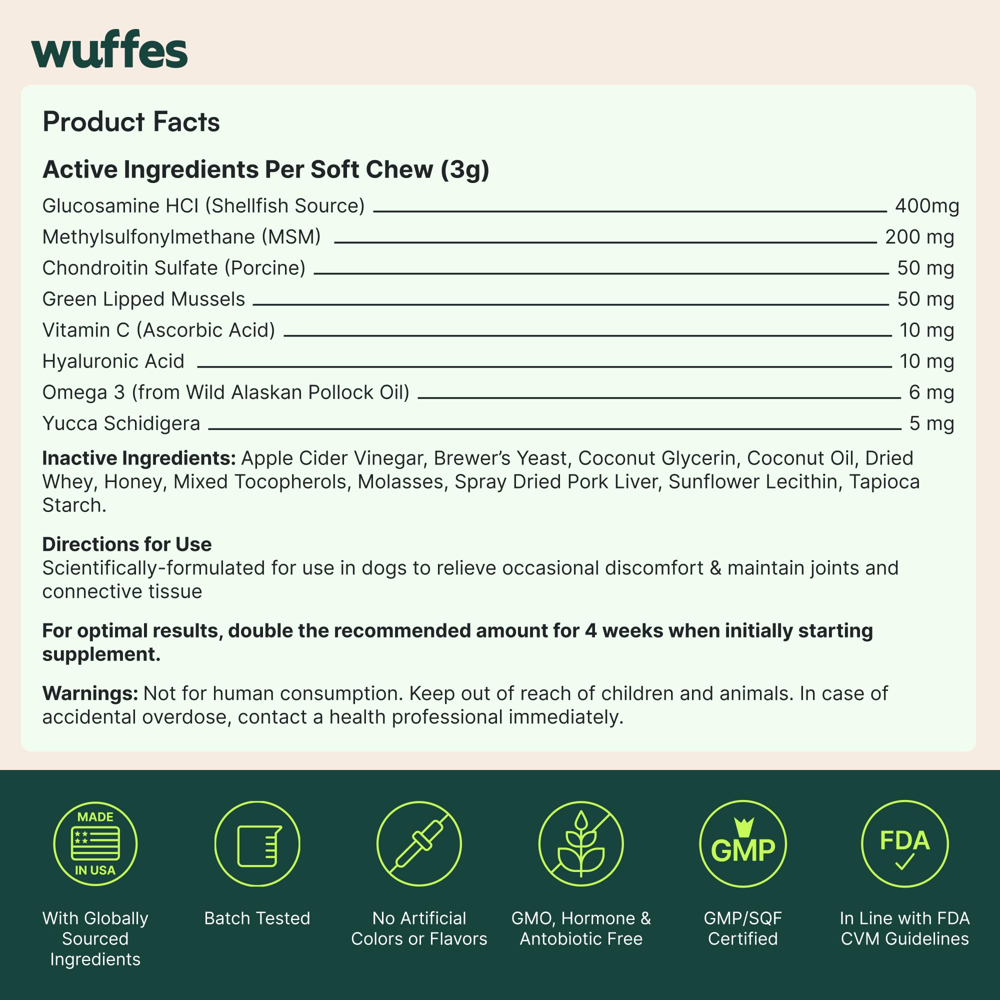 Dosis adecuada para razas pequeñas y medianas con Wuffes.