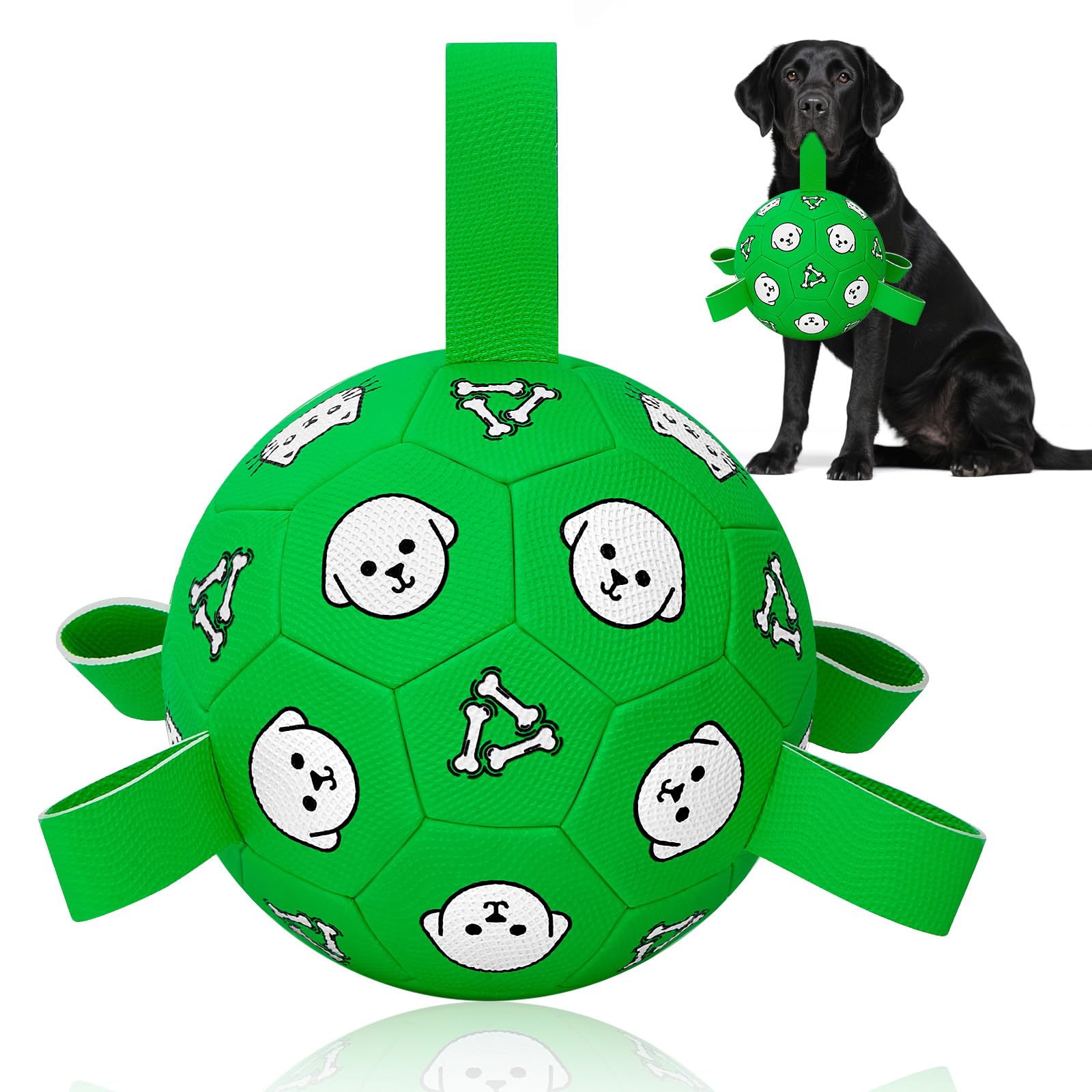 WYNTRIUM Juguete perro balón fútbol con tapas de agarre para recoger y jugar con facilidad.