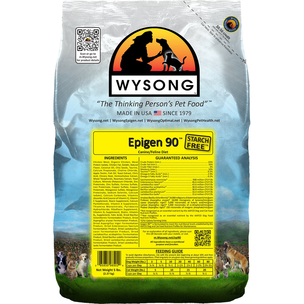Wysong Epigen 90: bolsa de 5 lb, alimento seco sin almidón con proteína de pollo