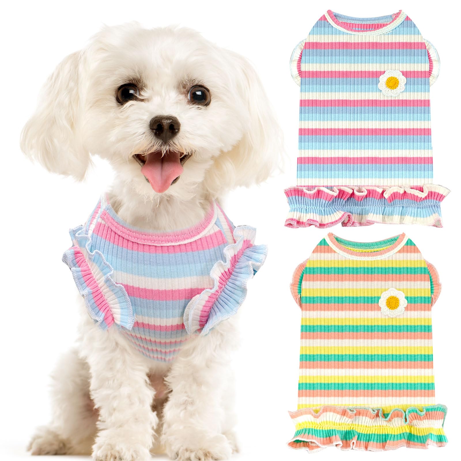 XGDMEIL camisetas rayadas para perros pequeños, confort en paseos de primavera