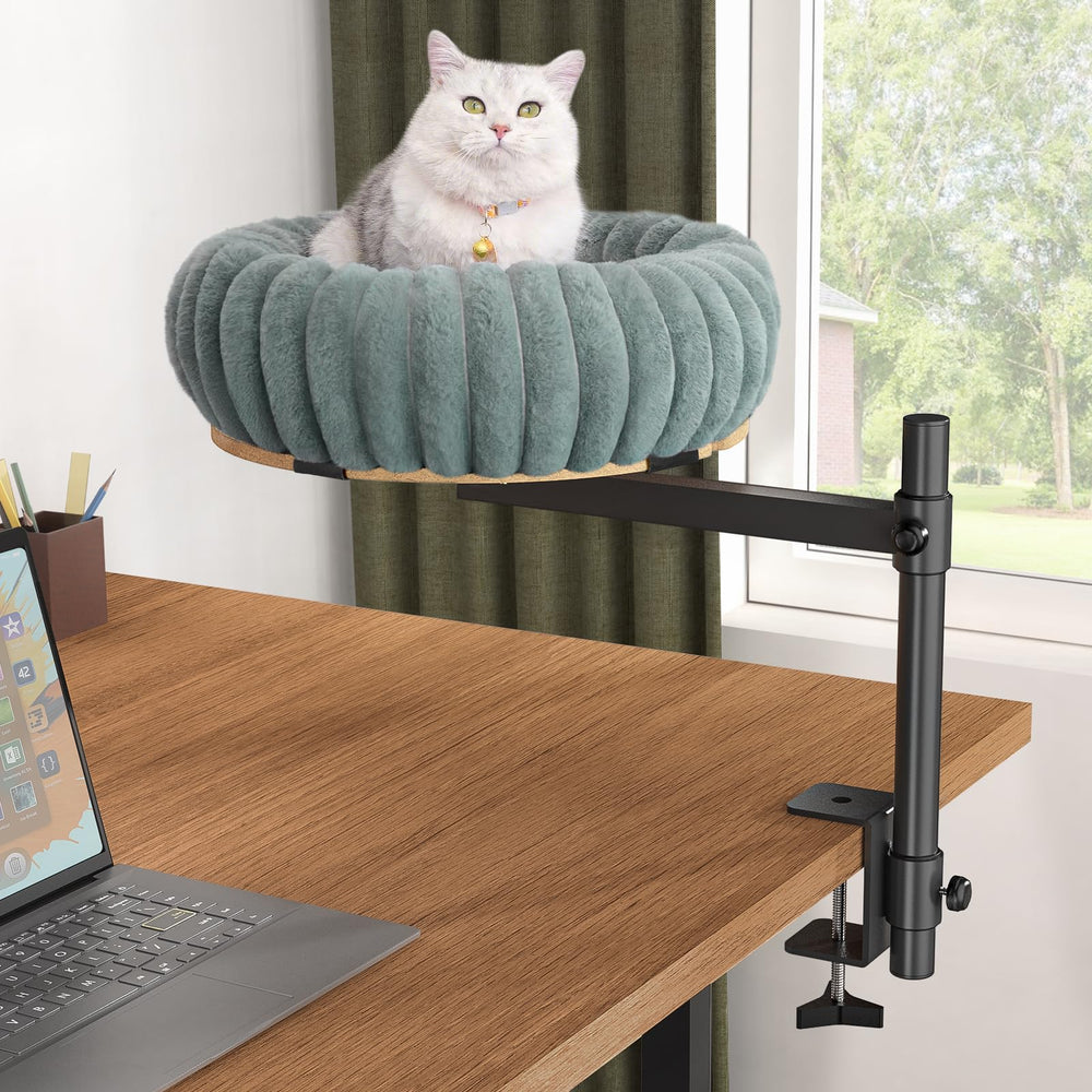 XiaZ cama elevada para gato en escritorio, rotación para mayor visibilidad.