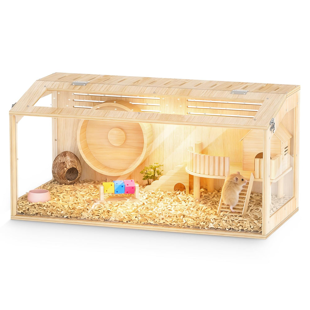 XiaZ jaula hámster, panorámica vista, facilita observar al hamster sin intrusiones.