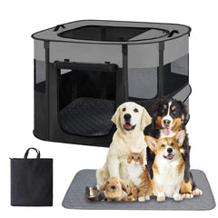 Jaula Xihan para perros y gatos, plegable y espaciosa, ideal para interiores y viajes.