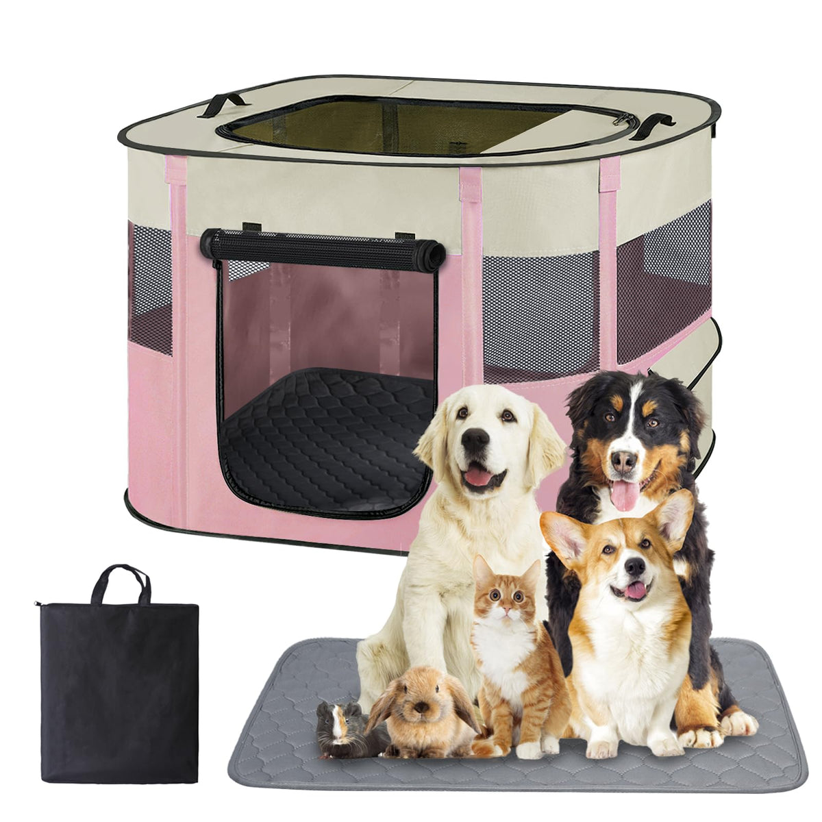 Xihan jaula portátil para perros y gatos, diseño rectangular para mayor versatilidad en casa.