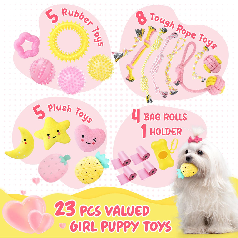 XIUGOAL peluche chirriante rosa, estimulación sensorial para cachorros