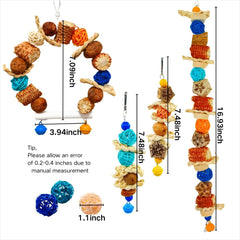 XLpeixin bolas de rattan, juego colorido para aves y cuidado dental