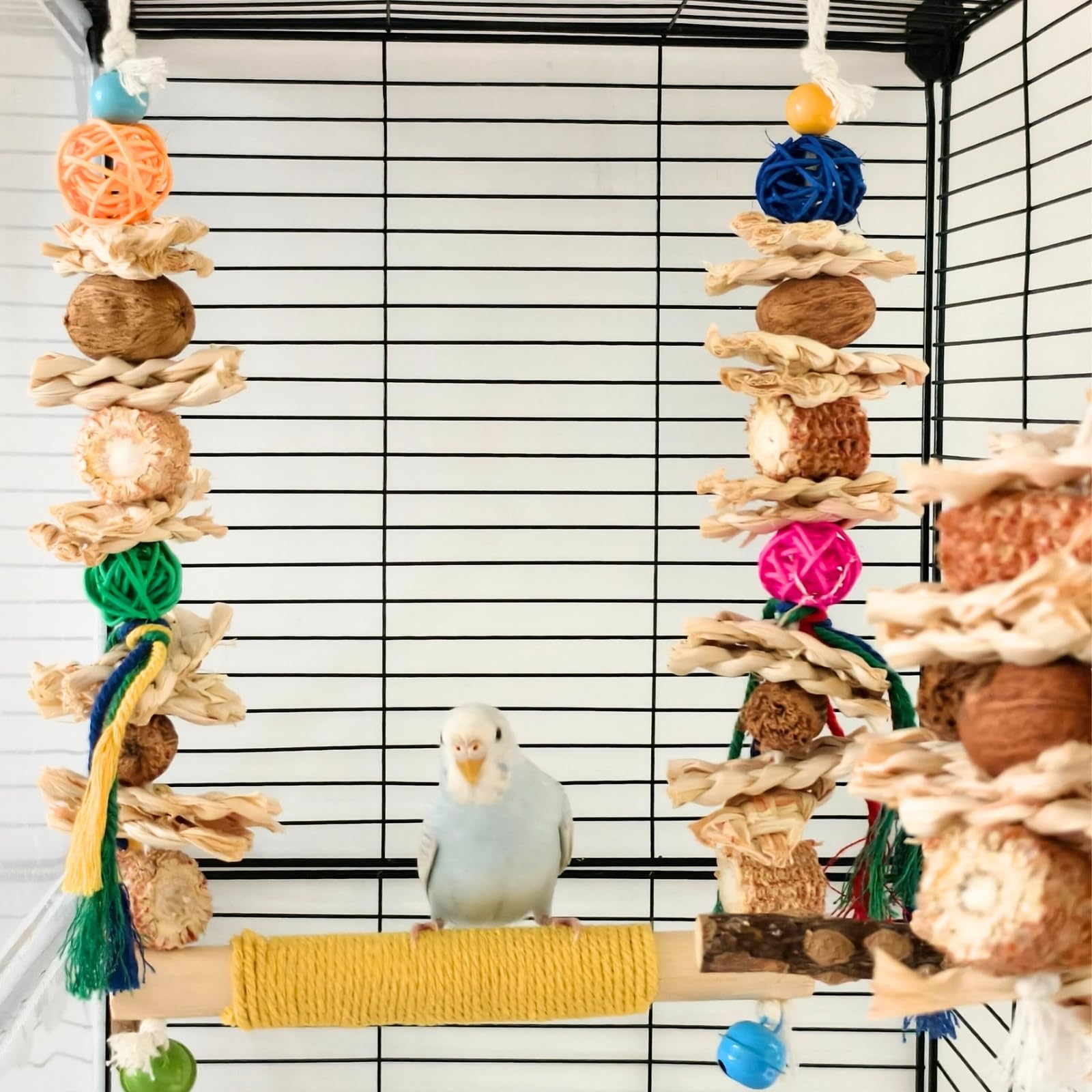 Columpio-jaula XLpeixin para conures y aves pequeñas, favorece interacción y juego.