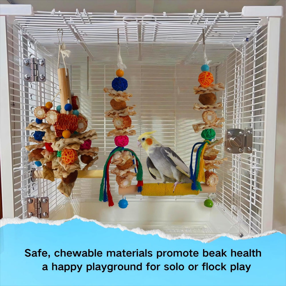 Juguete de madera multicolor XLpeixin para aves, fomenta la actividad física.