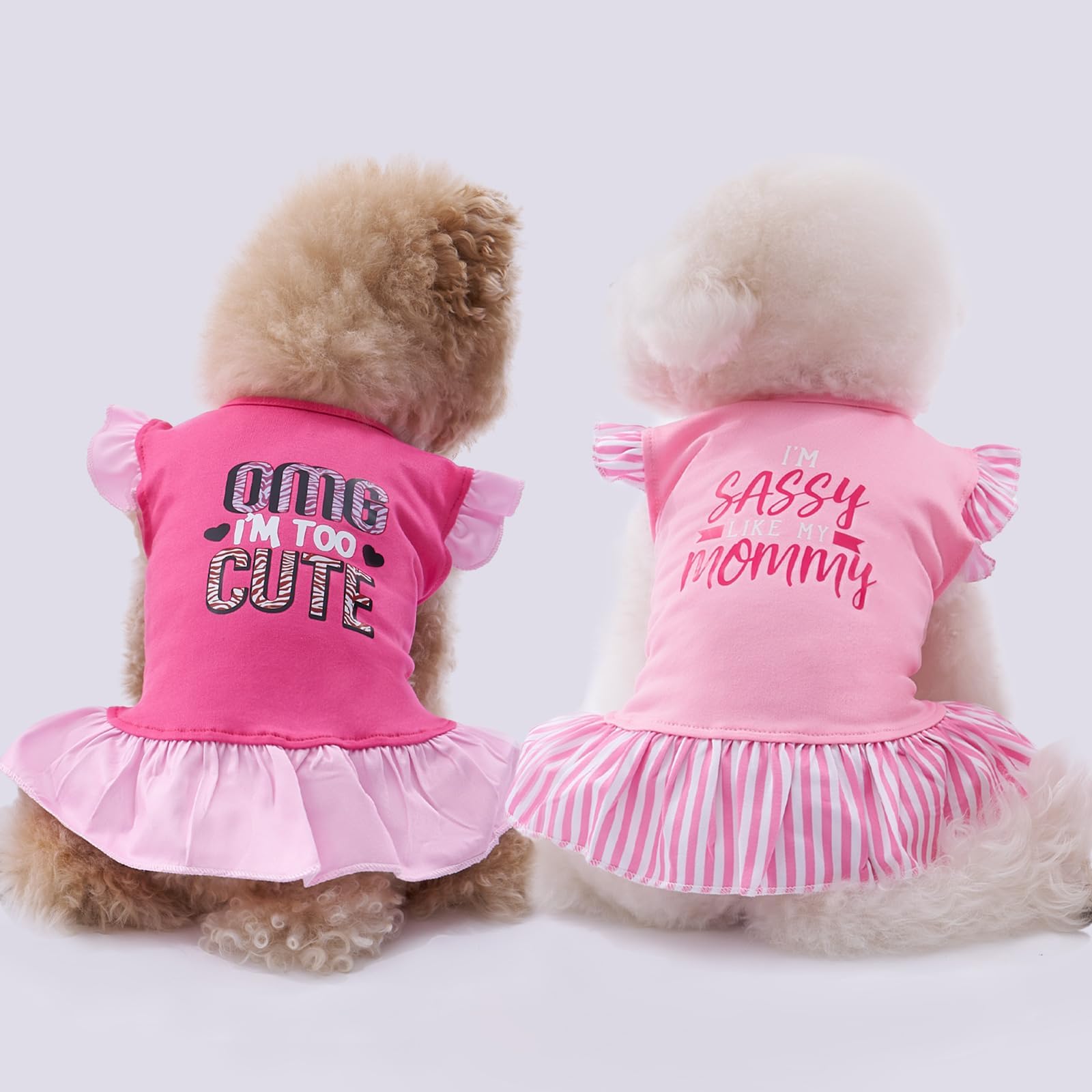 XPUDAC conjunto vestido perro mini rosa angel, fácil de combinar con otras prendas.