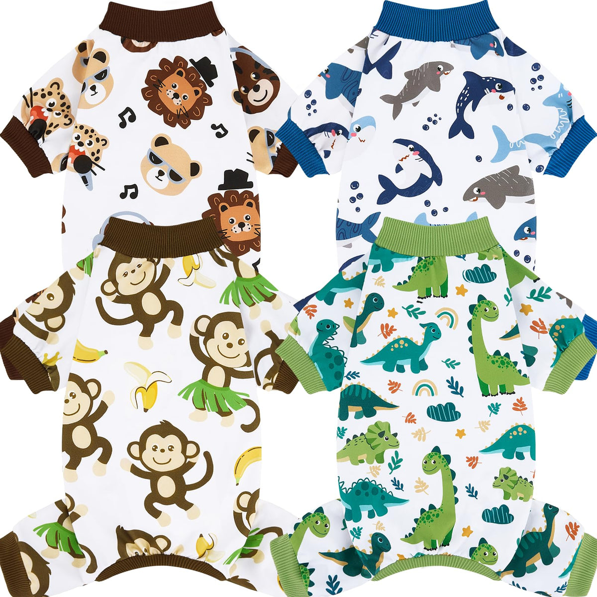 XPUDAC pijama para perro 4 pack - vista frontal, cómodo para moverse.