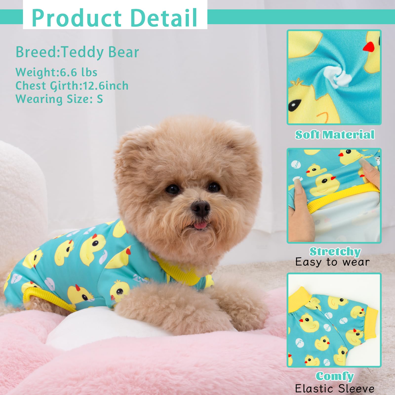 XPUDAC pijamas para perro con dibujos animados, diseño divertido para vestir en casa.