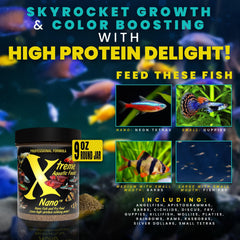 Xtreme Aquatic Foods nano pellets para peces guppy, desarrollo muscular