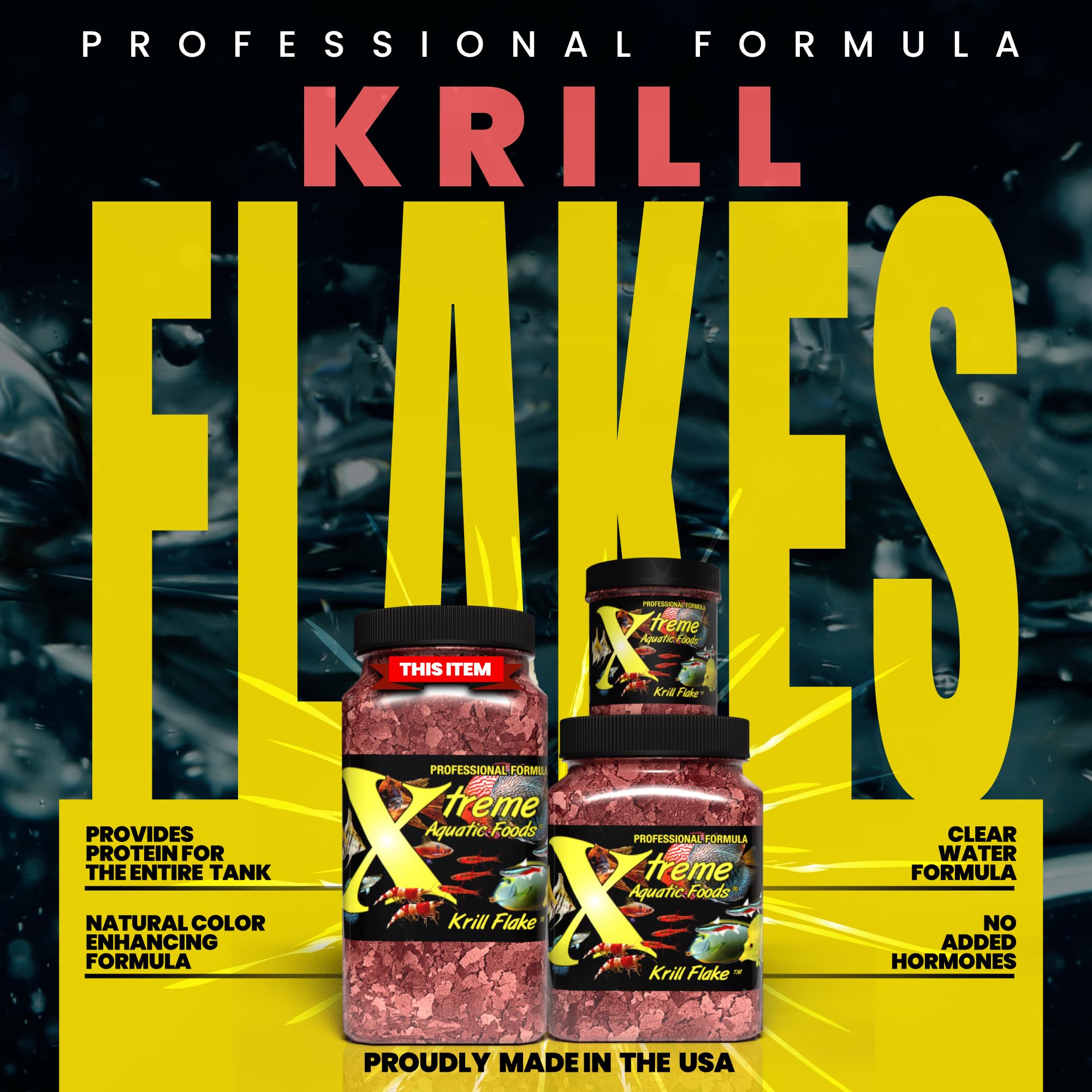 Xtreme Krill Flakes, detalle crujiente, favorece la digestión suave en peces.