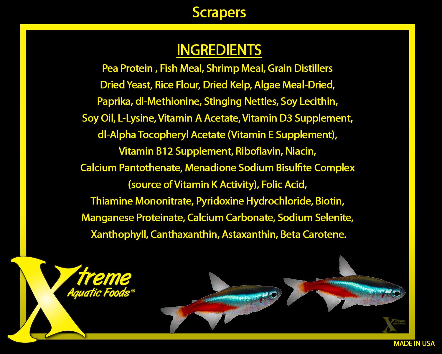 Xtreme Scrapers Wafers especialmente formulado para peces nocturnos y alimentación estable.
