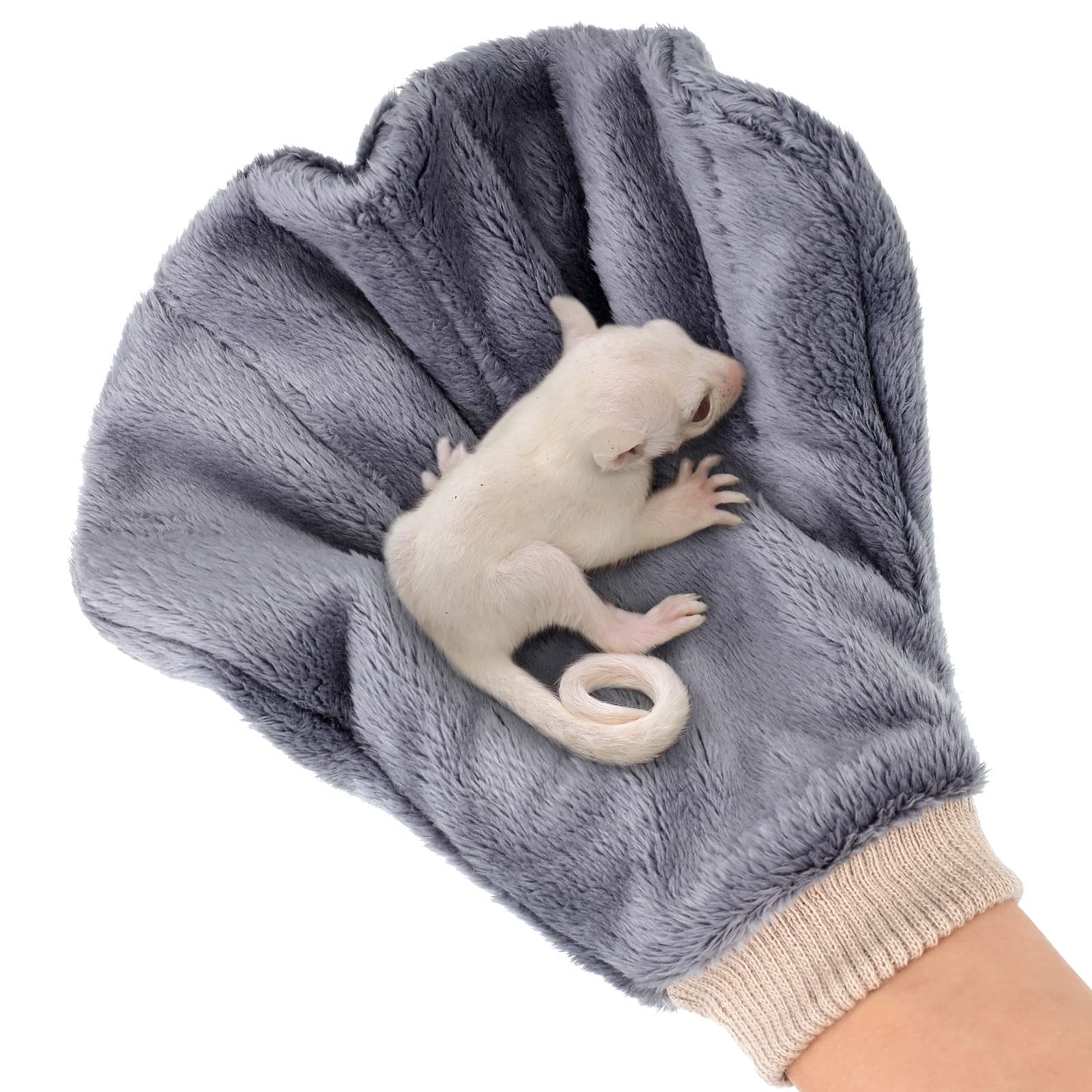 Xuhal guante de vinculacion para mascotas grises, contacto suave y seguro.
