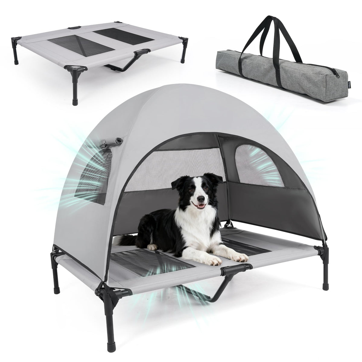 Cama para perro XUVIRA elevada con cobertura UV protege del sol