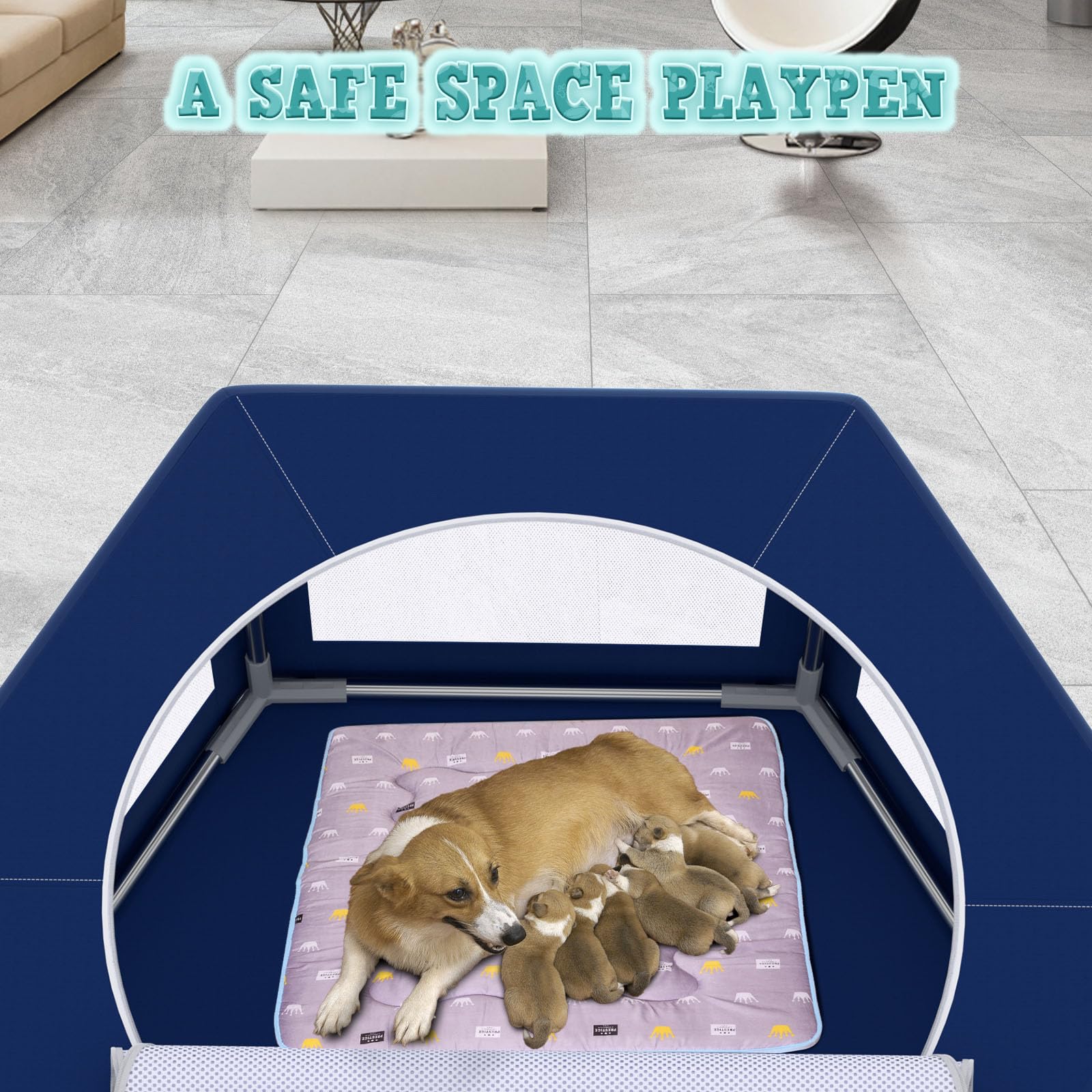 XVISHX corral hexagonal 45x45, tela oxford 600d impermeable y resistente