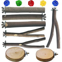 Xxmbbjy percha de madera natural para aves ofrece agarre estable.
