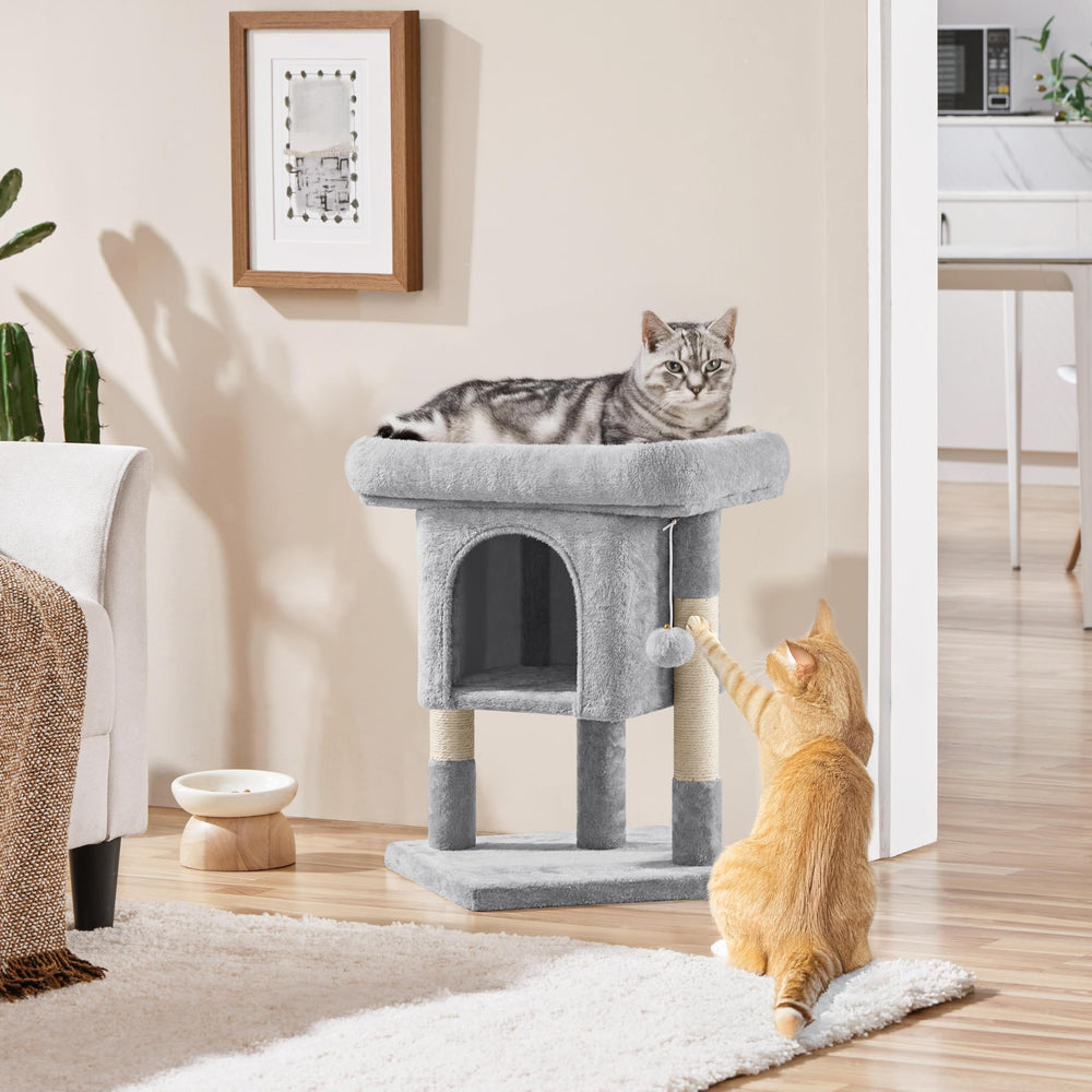 Yaheetech Árbol Gatos: casita interna para refugio cálido y seguro.
