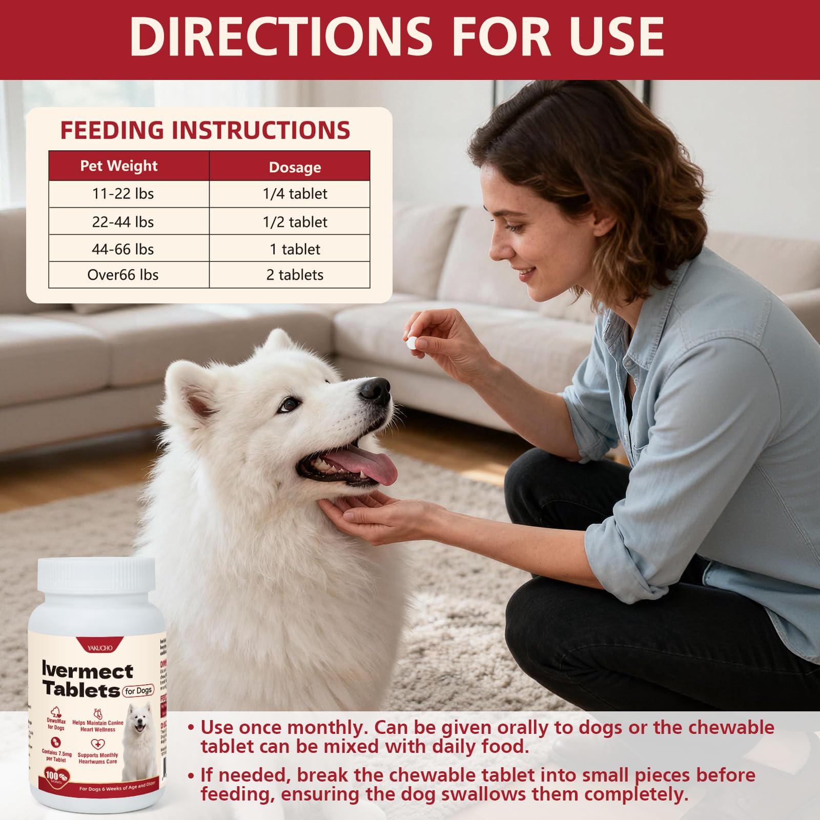 Yakucho Lvermect para perros: complemento mensual para cuidado preventivo.