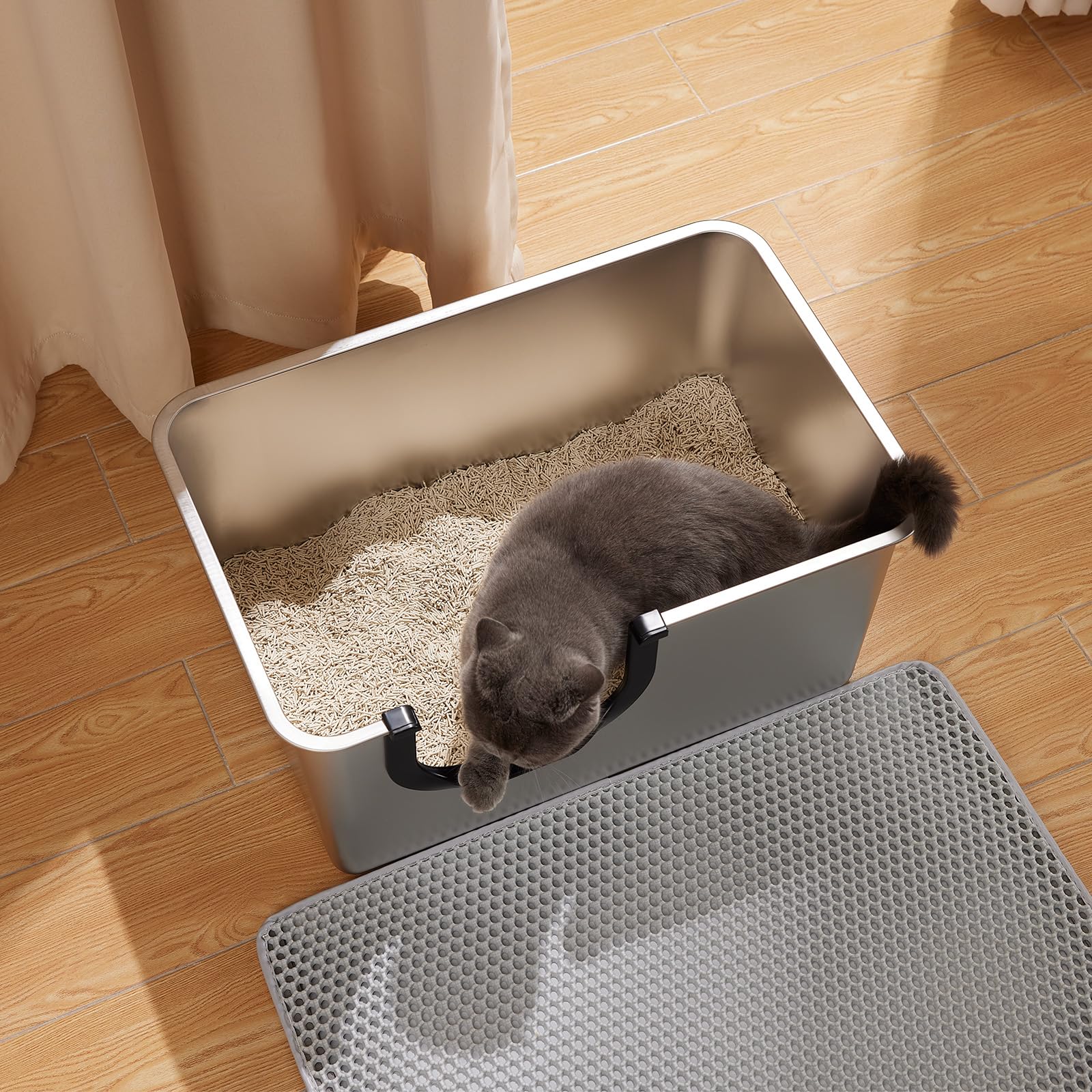 Yangbaga caja de arena resistente para años de uso y limpieza sencilla.