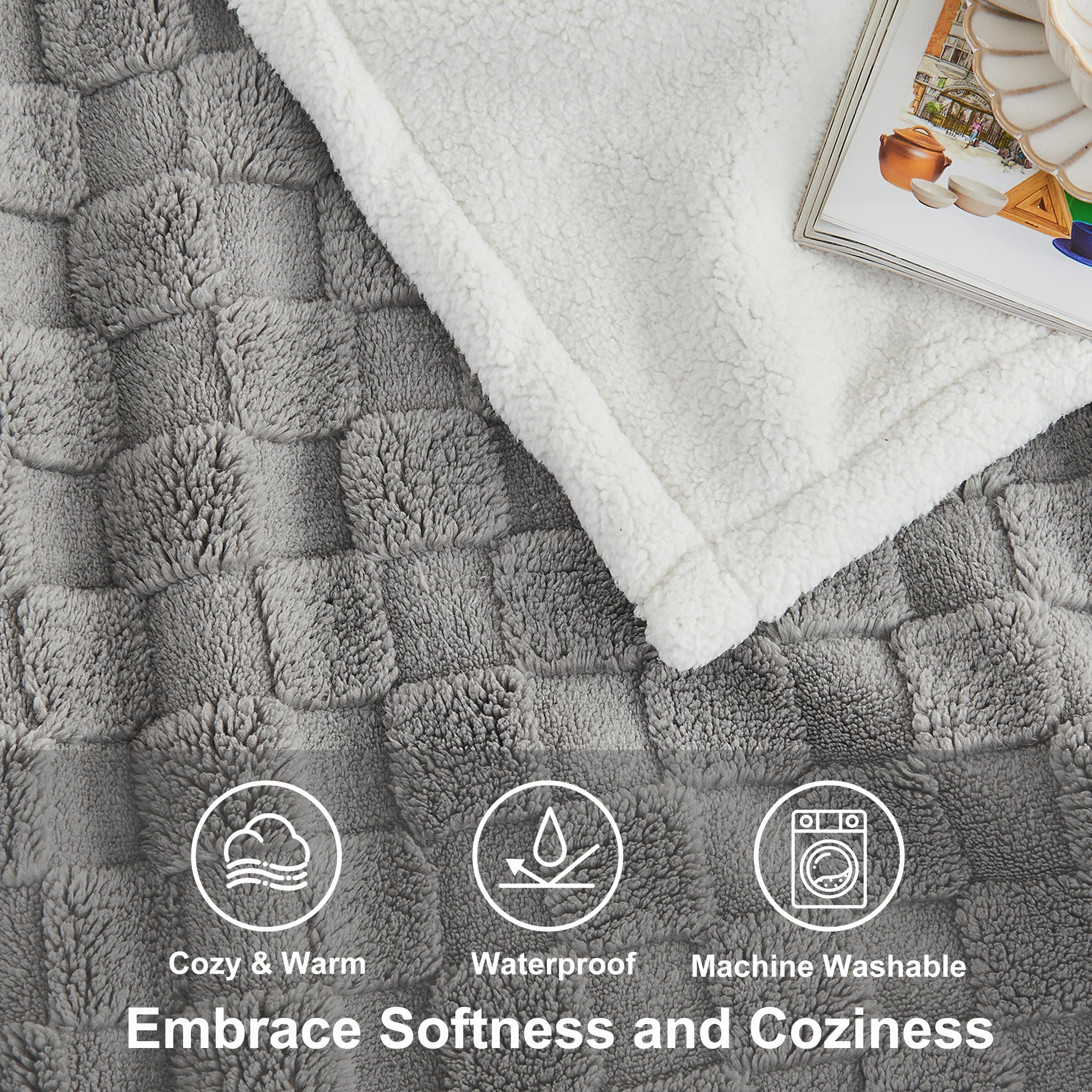 Manta Yaning diseño cuadros jacquard, añade estilo moderno y protección para muebles.