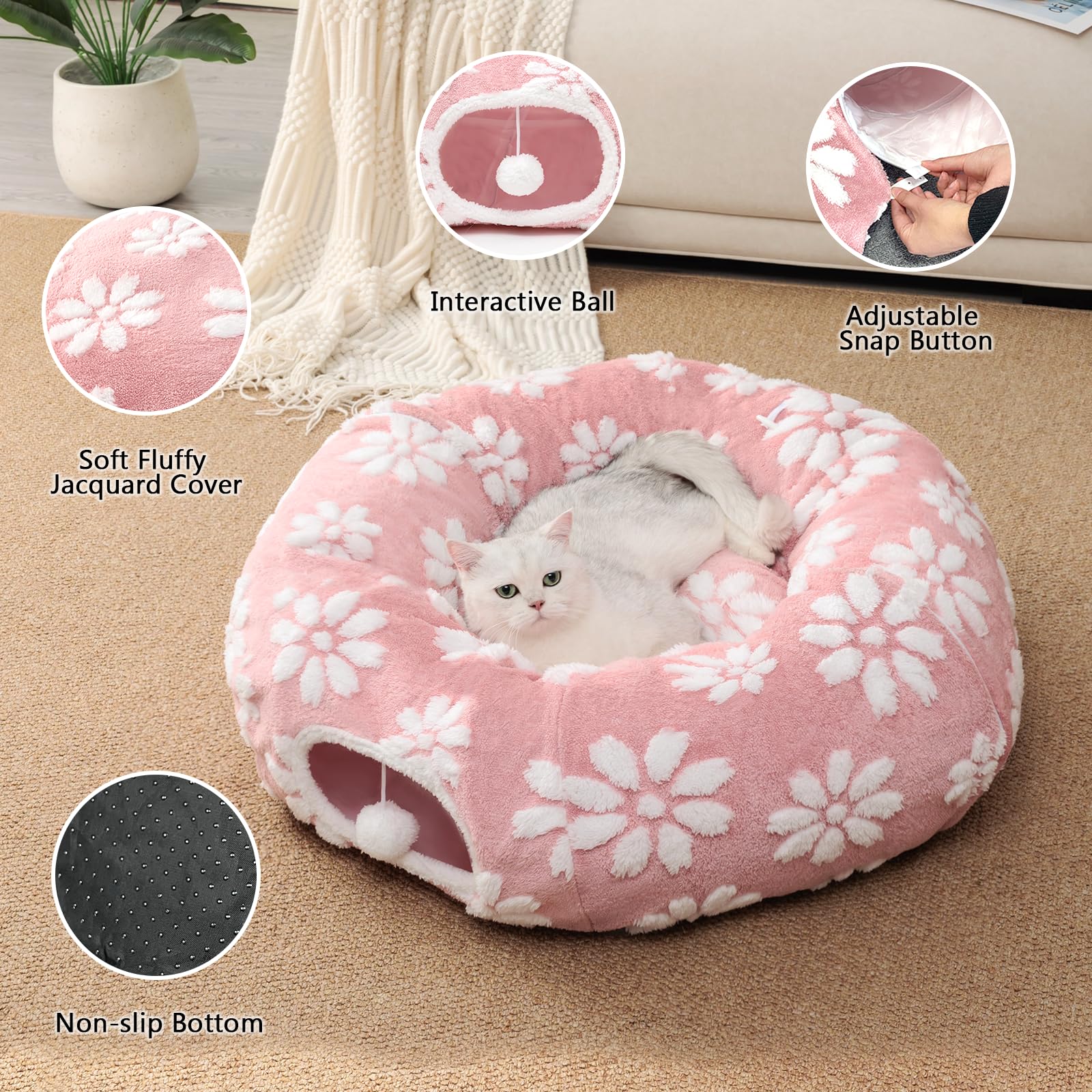 Yaning tunel gato con pelota colgante: diversión interactiva para tu mascota.